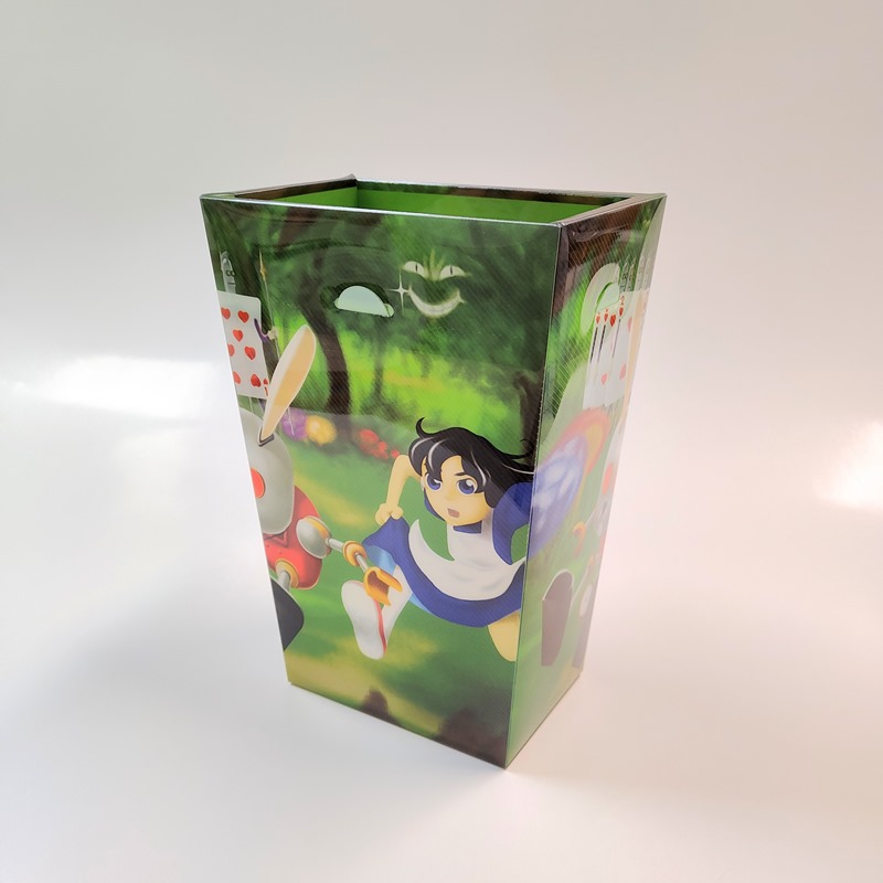精緻客製化透明塑膠折盒置物桶UV印刷與裁切成型 海德堡七色UV印刷彩色動漫塑膠折盒置物桶